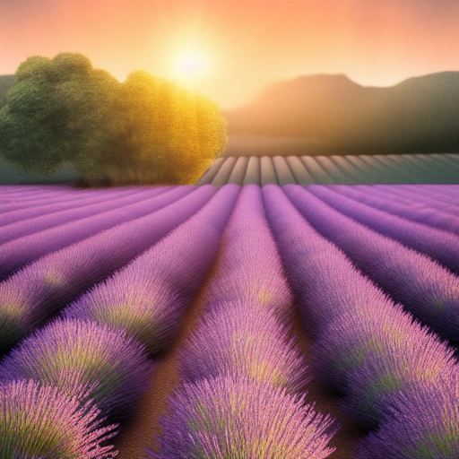 Realistic photography of a lavender field at sunrise, f11, beautiful bokeh, dreamlike, artstation, illustration, soft light, , fine details, 8k, concept art,
artist noah bradley and Alphose Mucha