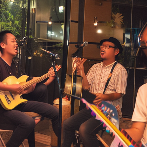 stevepiper, a malaysian band, playing at a cafe