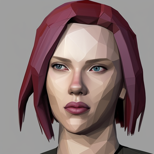 realistic scarlett johansson character from ghost in the shell, low poly
