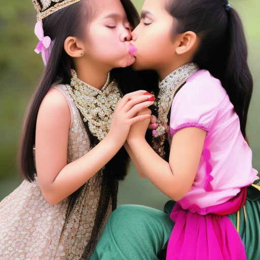 two princess melayu girl kissing 