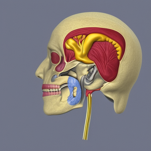 anatomically accurate cross-sectional view of the human head from the side from medical book