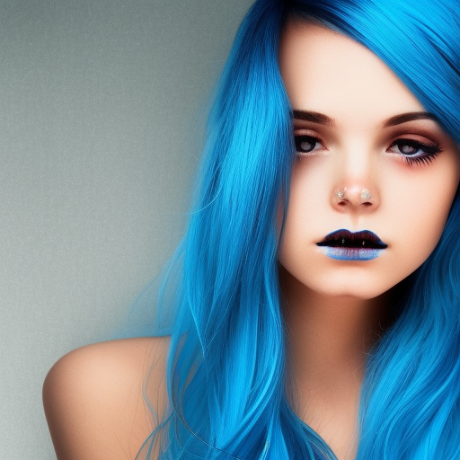 girl blue hair realistic beautyful  portrait 
