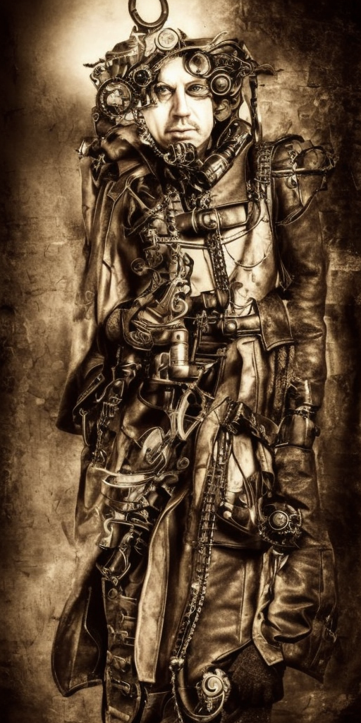 a steampunk style picture of Lindemann strikes back now!