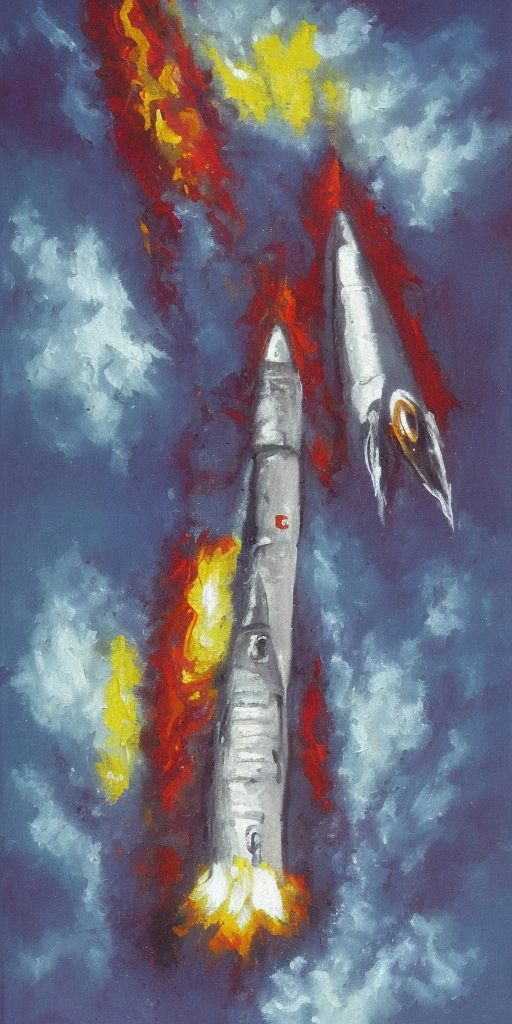 a oil painting of a Rock n Roll Rocket