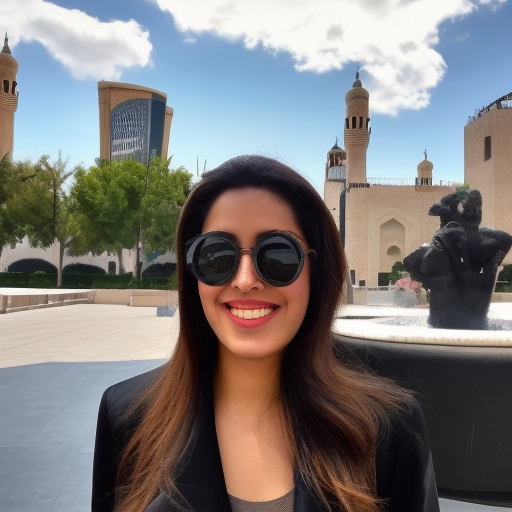 (beautiful arabic woman), (sunglasses:-1), (beautiful city), (sky background), (plaza), (midday), (open black coat:2.0), (knee-length coat:2.0), (black shirt:2.0), (thick wavy lustrous shoulder-length black hair:4.0), (high volume of hair:2.0), (big beautiful eyes), (high-bridged nose), (aquiline nose), (thin nose), (full lips), (black cloth pants:2.0), (knee-high boots:2.5), (full height:2.0), (full body), (sun in her face), (sundrenched), (volumetric lighting), (dramatic lighting)