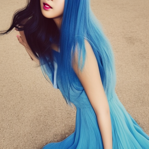 voguestyle, Soft lighting, soft skin, beautiful blue flowy hair Korean. All in Playground prompted by Nomeradona, fashion magazine cover