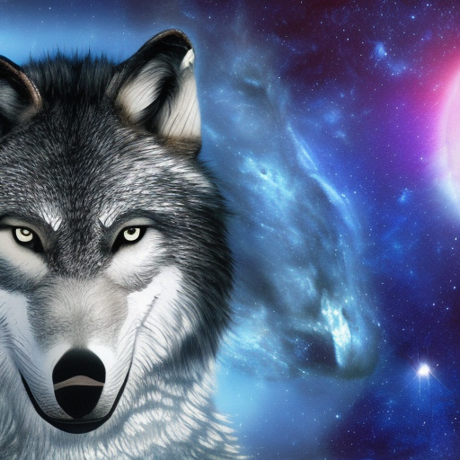 waolf and man realistic in the galaxy