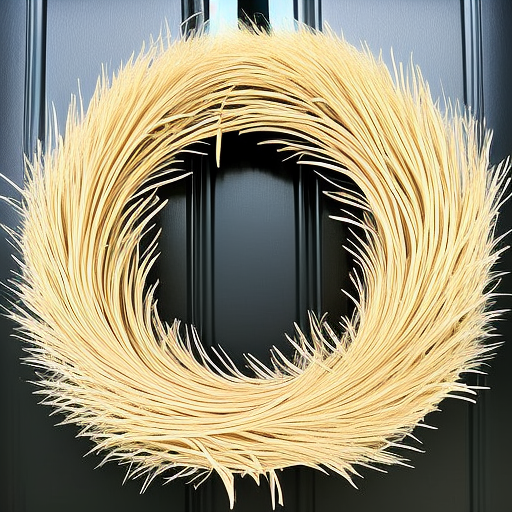 Light beige colour artificial pampas wreath made of 100 pampas stems, each stem is 45cm long, stems are aoft and delicate