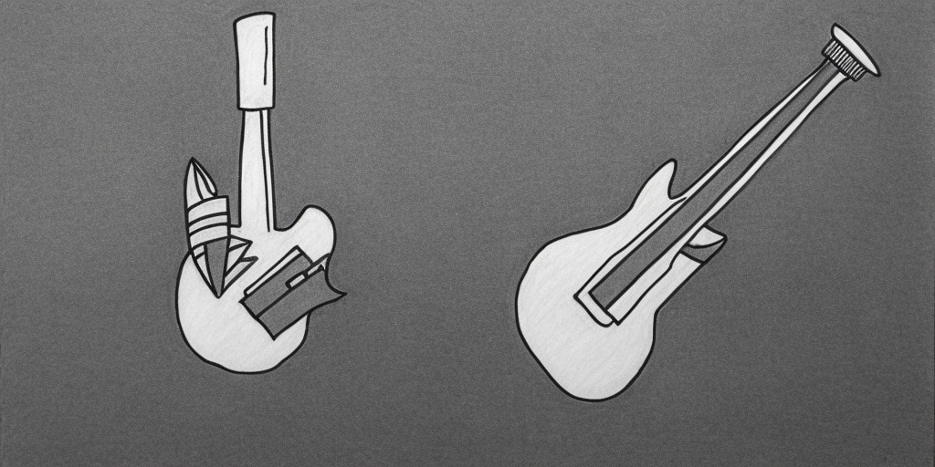a drawing of a Rocket-Guitar-Microphone-Transformer