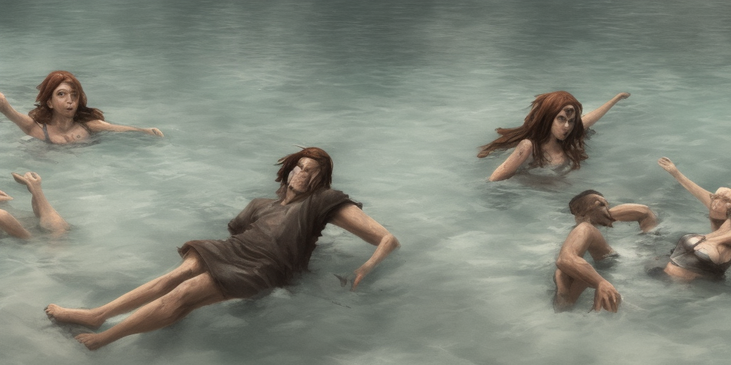 a artstation of drowning people