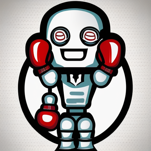 logo illustration of a dancing robot with boxing gloves simple