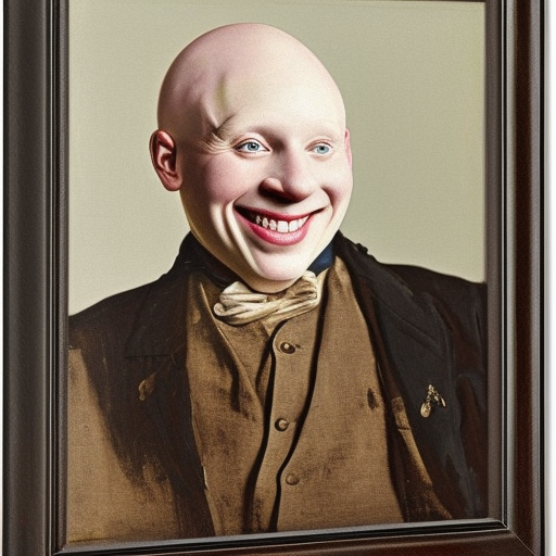 bald, albino man with smile by Frederick Remington