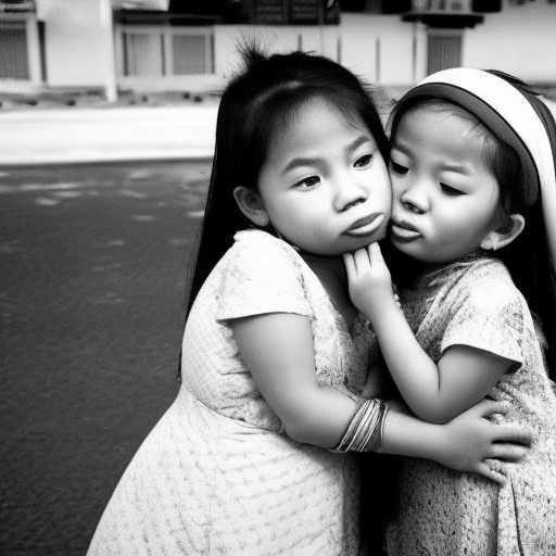 two Little melayu girl kissing 