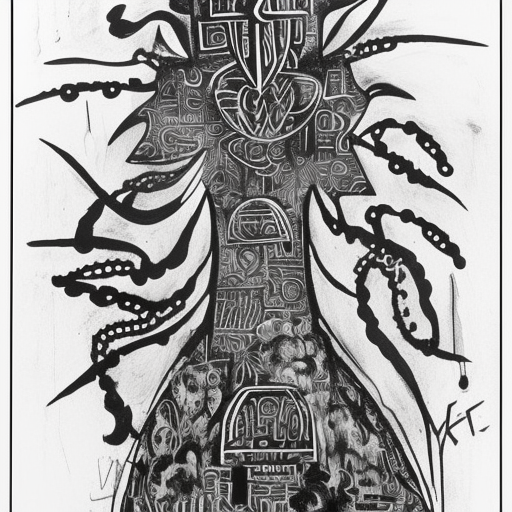 art by Retna ink black and white pencil illustration high quality