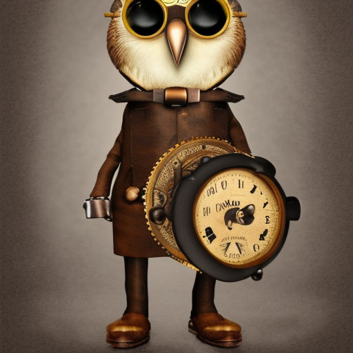 steampunk owl wearing hat+glasses HQ, --full, octane render, --hyper-realistic, blur background, --q5, --centered, --HQ, --DETAILED, --ULTRAFINED