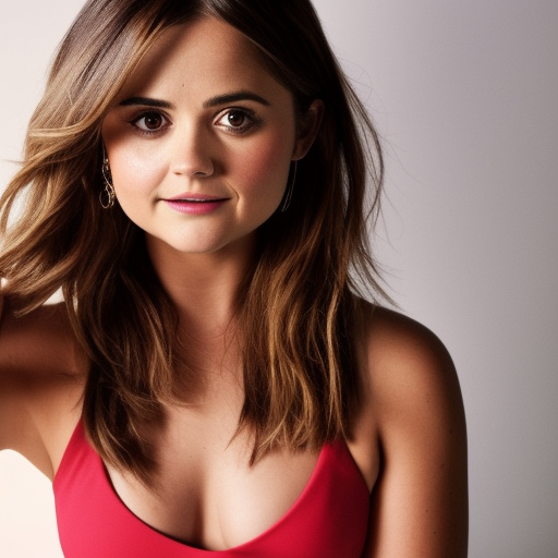 highly detailed photoshoot picture of jenna coleman in bikini, ultrarealistic photorealistic radiant light