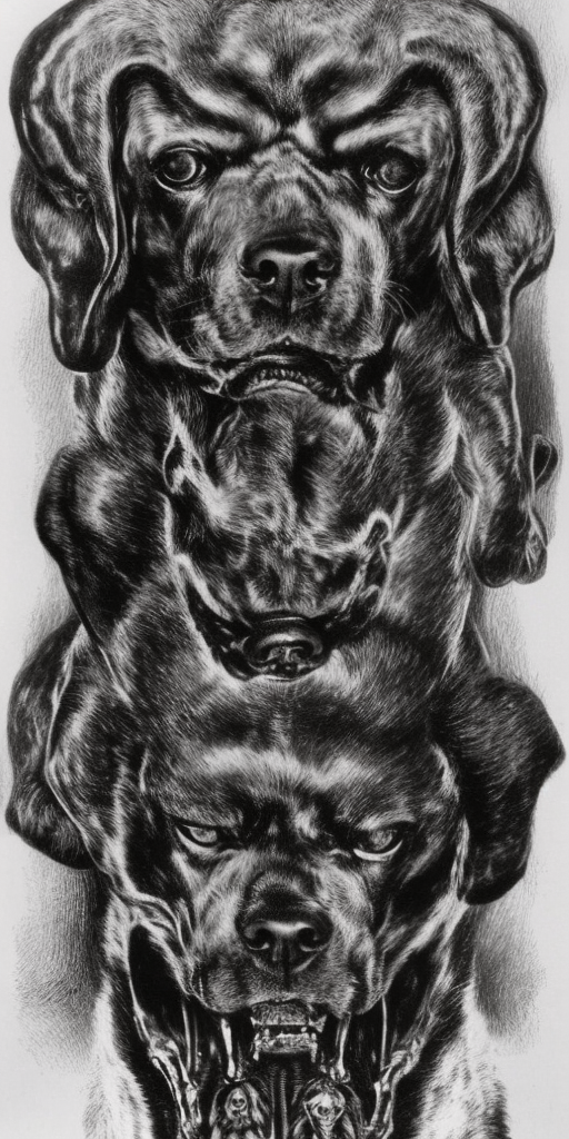 a h.r. giger of Think of someone else: Cerberus, that could be a good dog, a dog that is sometimes a bit much, but a good dog, that could be him. 
