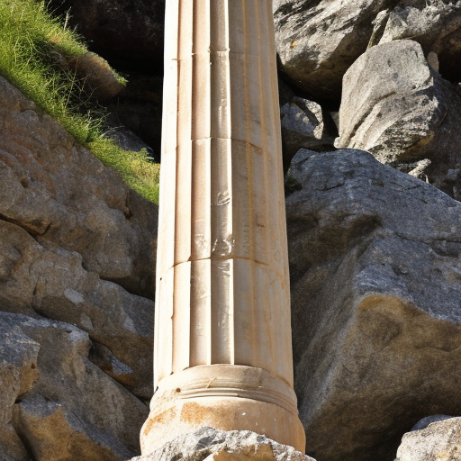 ancient greek column standing alone on a cliff