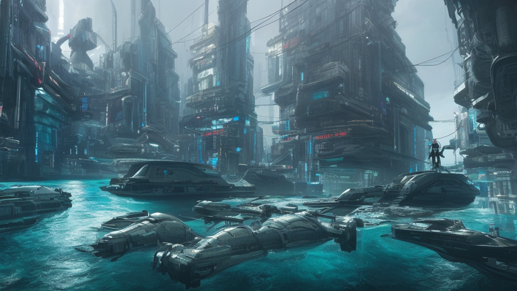 a cyberpunk underwater city, matte painting, hyper - realistic, very detailed, intricate, very sexy pose, slight smile expression, unreal engine, dramatic cinematic lighting rendered by octane, 8 k, detailed