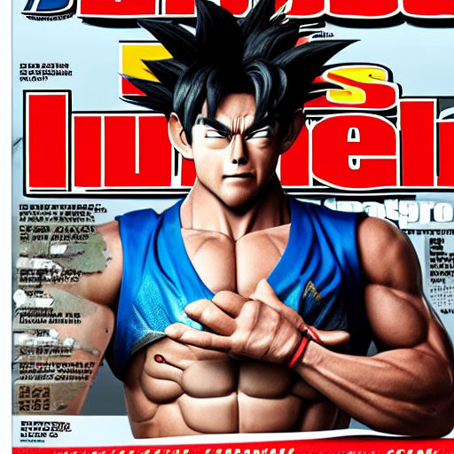 photo realistic goku on the cover of sports illustrated, live action, vintage, handsome,