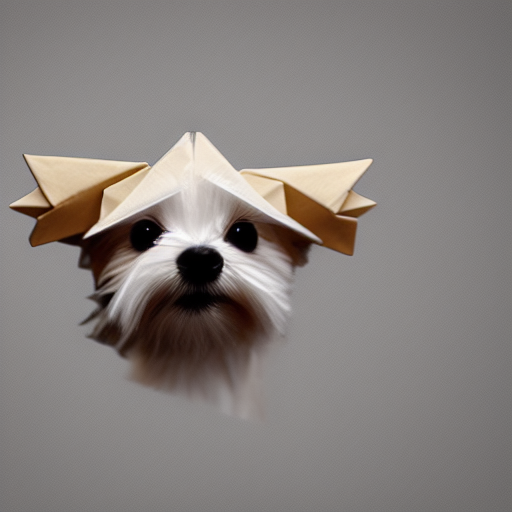 origami Morkie head, paper texture, zoomed out far, simple background, high quality 8k