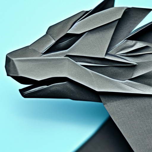 origami dragon head, paper texture, zoomed out far, simple background, high quality 8k