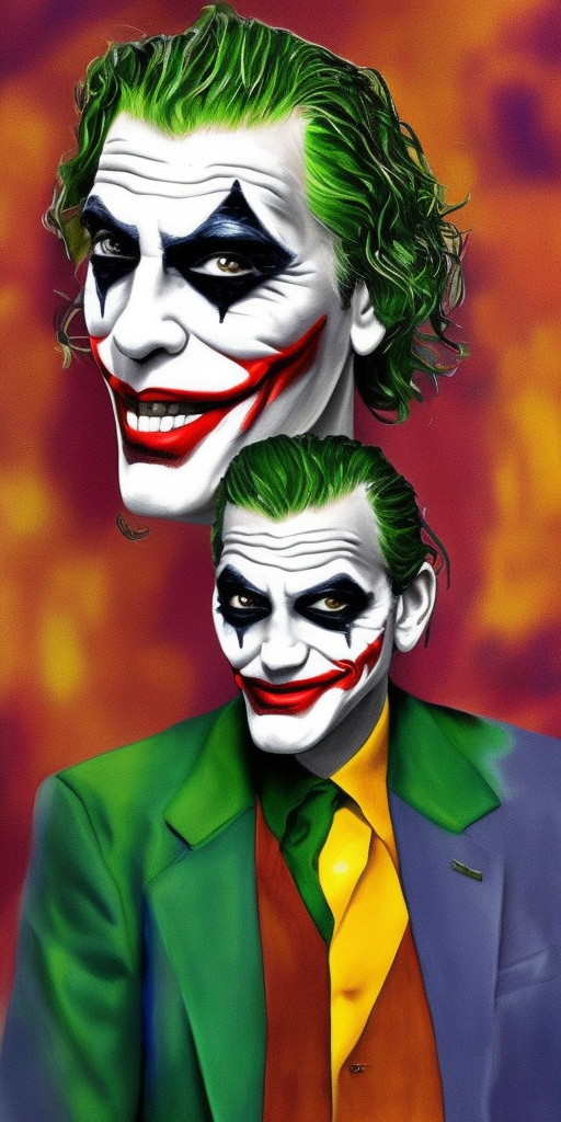 a painting of george clooney as the joker