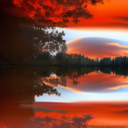 man, lake, illusion, rain, orange clouds, instrospective 