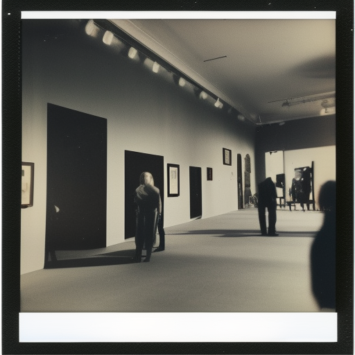 visitors in the museum, 7 0 - s, polaroid photo, by warhol