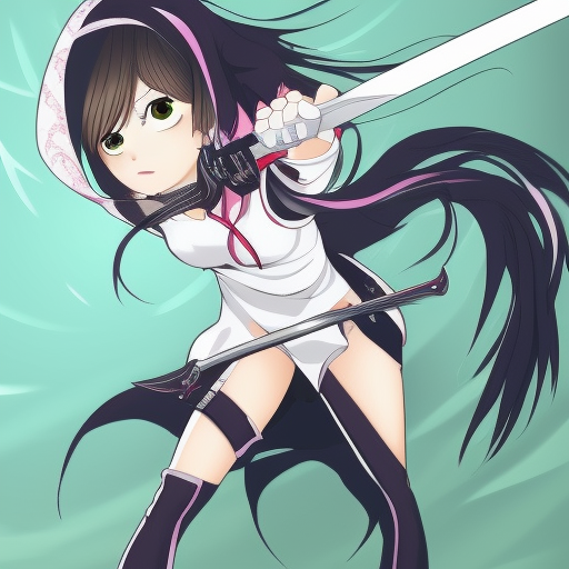 Female anime charactor with sword attacking