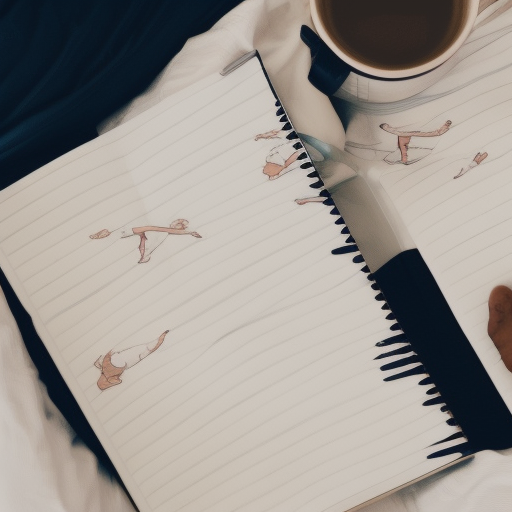 Generate an image of a person engaging in a relaxing bedtime routine, such as journaling or gentle stretching, to promote better sleep. Realistic, high quality,  Realistic