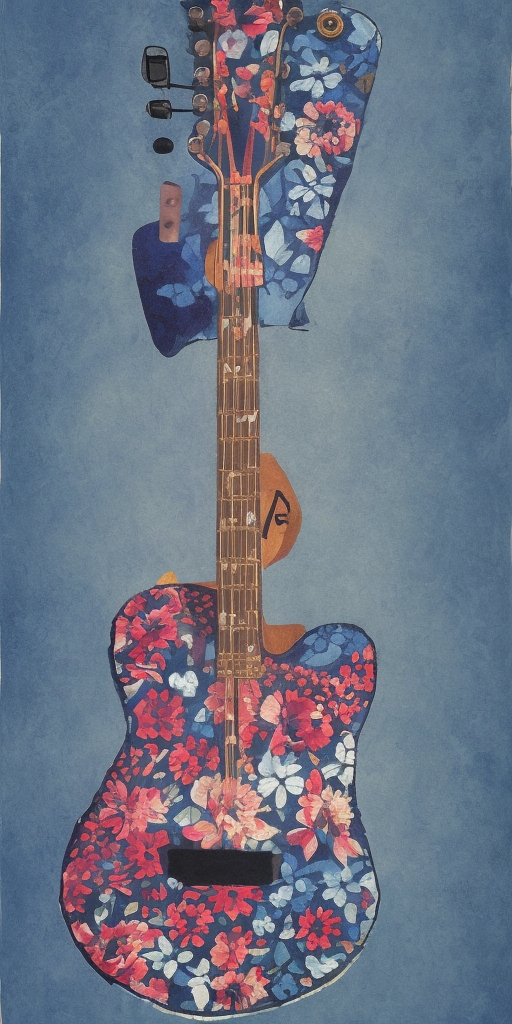 a artstation painting in the center of which is a volume control labeled from 1 to 11, as it is typically found in guitar amplifiers. He stands, but not quite on 11. The background is a dark blue floral pattern.