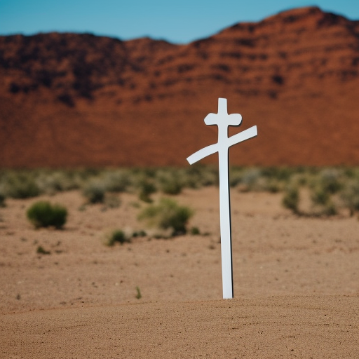  cross plus sign in a desert
