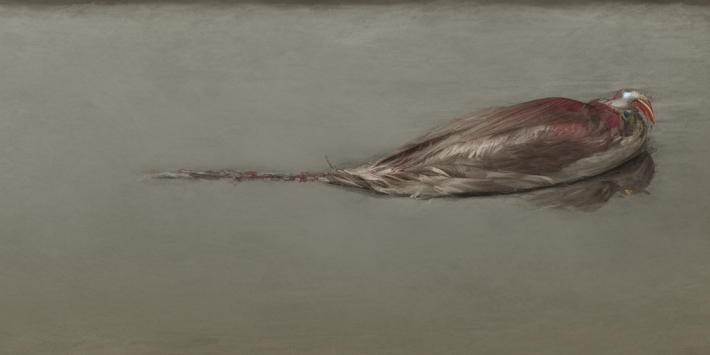 a artstation of A bird's corpse in the water