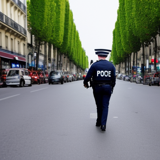 police officer on a busy street in Paris