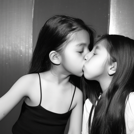 two elementary school melayu girl kissing in night club 