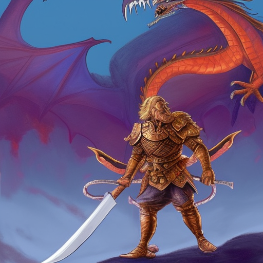 Create an image of a brave hero standing in front of a Dragon. The hero should be holding a sword and have a determined look on their face, ready for battle. In the background, there should be a grand and mystical castle, surrounded by lush green forests and rolling hills. The colors used should be vibrant and the overall scene should give off a sense of adventure and excitement. digital painting, by Stanley Artgerm Lau, Sakimichan, WLOP and Rossdraws, digtial painting, trending on ArtStation, SFW version