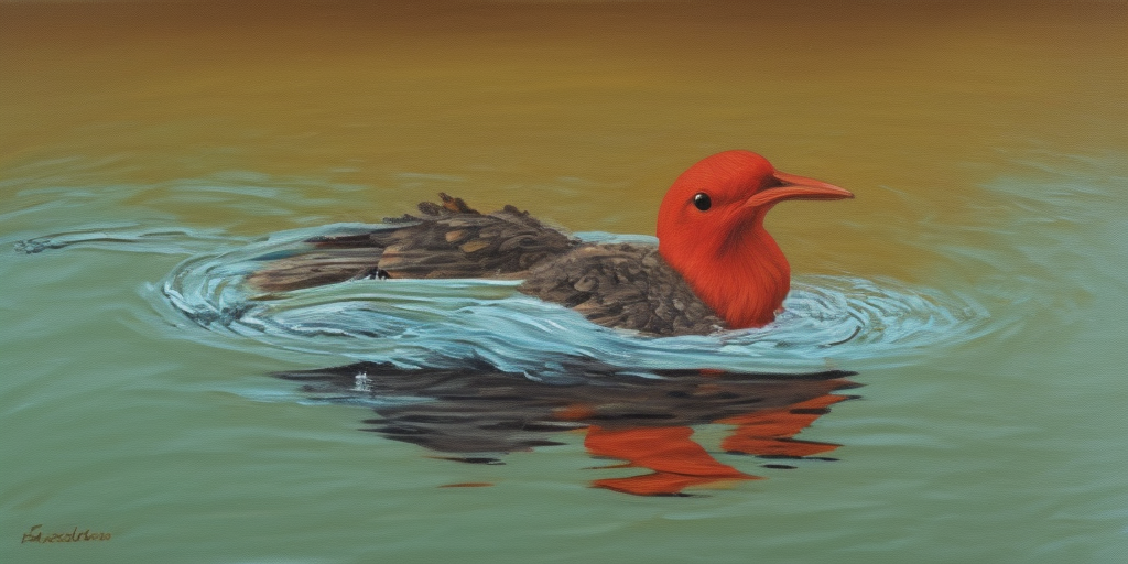 a oil painting of a drowning bird