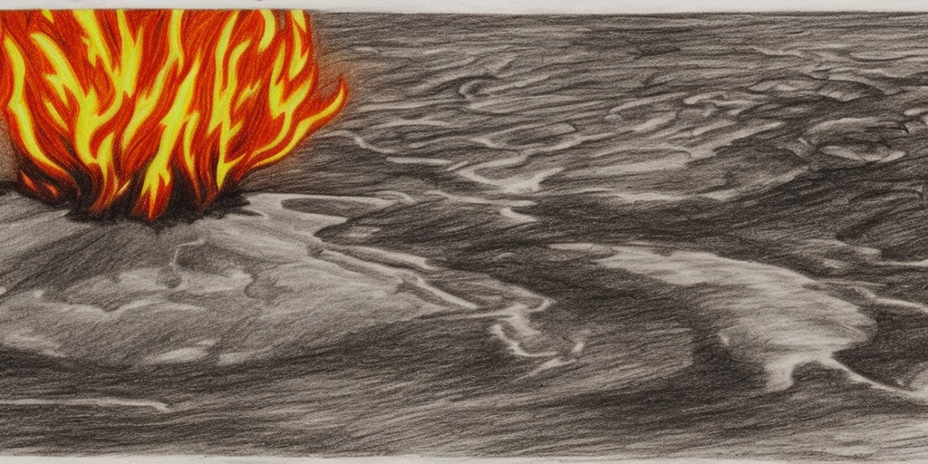 a drawing of a burning earth
