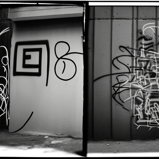Long shots, Contact sheet, 35mm black and white photography, African American male spray painting graffiti in alley