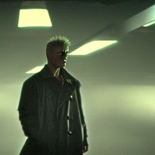 Roy Batty in front of a computer screen, in the style of the "Tears in the rains" scene of "Blade Runner"