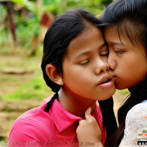 two preteens kampung malay girl kissing 