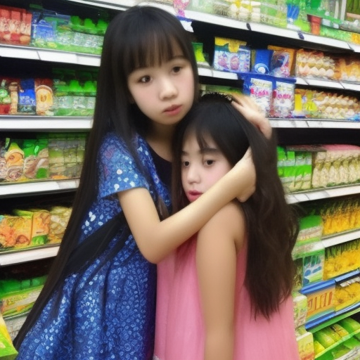 two preteens idol melayu girl kissing in super market 