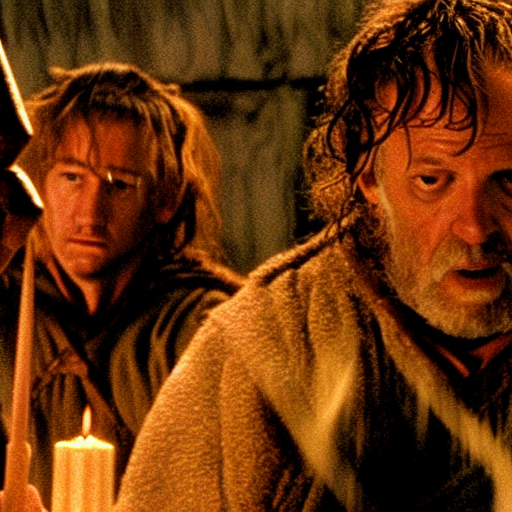 the fellowship of the ring by Terry Gilliam scene from a movie, intense,