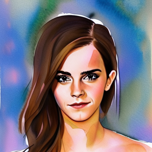 emma watson mixed with kim kardashian, water color picture