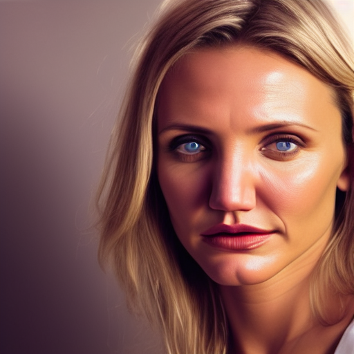 young cameron diaz, front facing, symmetric face, attractive, detailed, moody lighting, 8k, shallow depth of field, cinematic lighting,