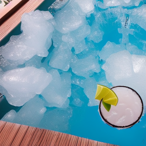 a swimming pool filled with frozen margarita