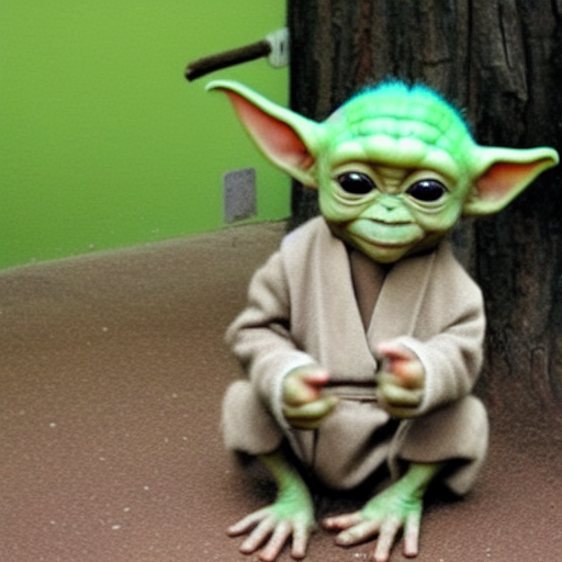 Baby yoda disguised as a monkey