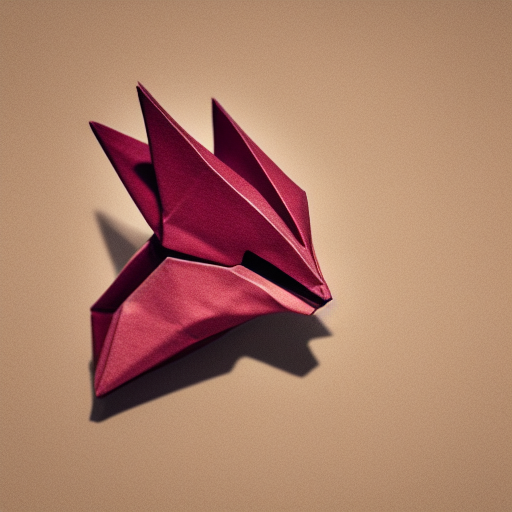 origami dragon head, paper texture, zoomed out far, simple background, high quality 8k