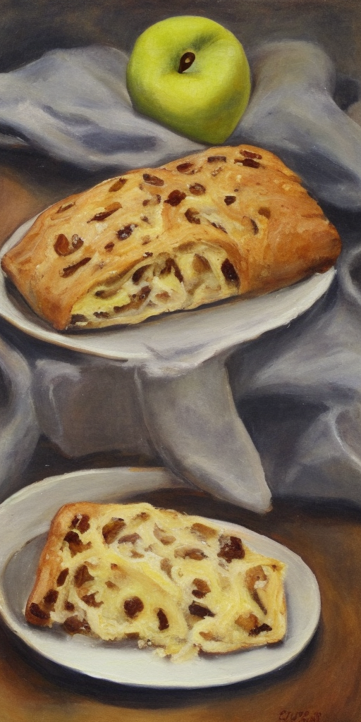 a painting of The baked apple stollen 